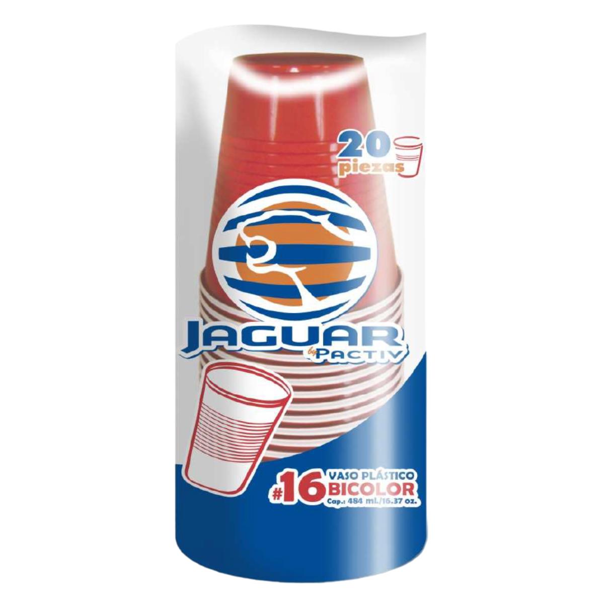 DES VASO #16 JAGUAR BICOLOR ROJO 50/20PZ