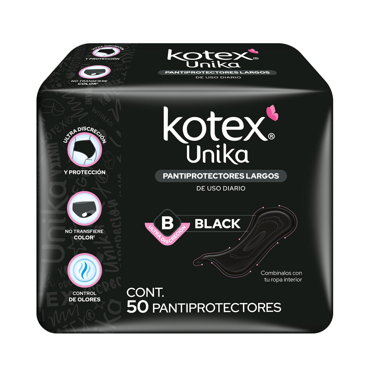 TF PANTY KOTEX UNIKA COLOR NEGRO 20/50PZ