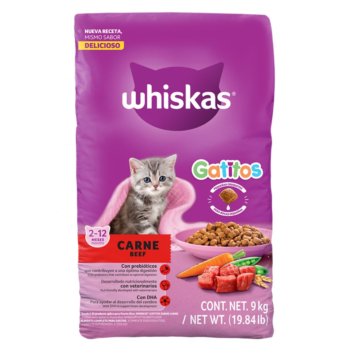 MASC WHISKAS GATITOS CARNE 9KG