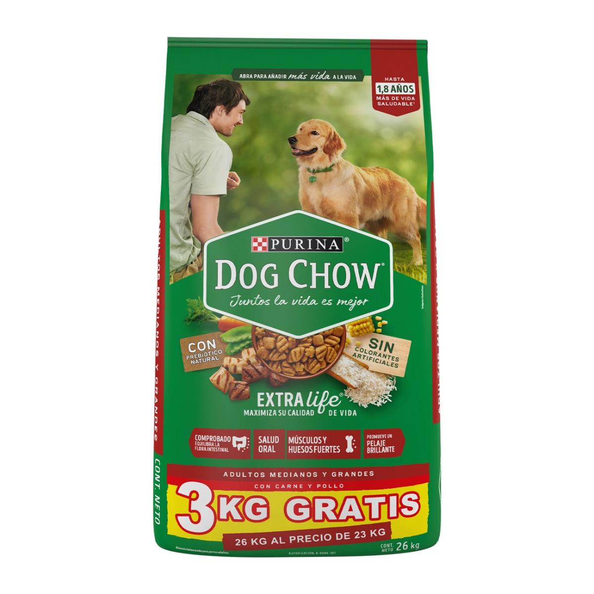 MASC DOG CHOW ADU RAZAS MED/GRA+3KG 23KG