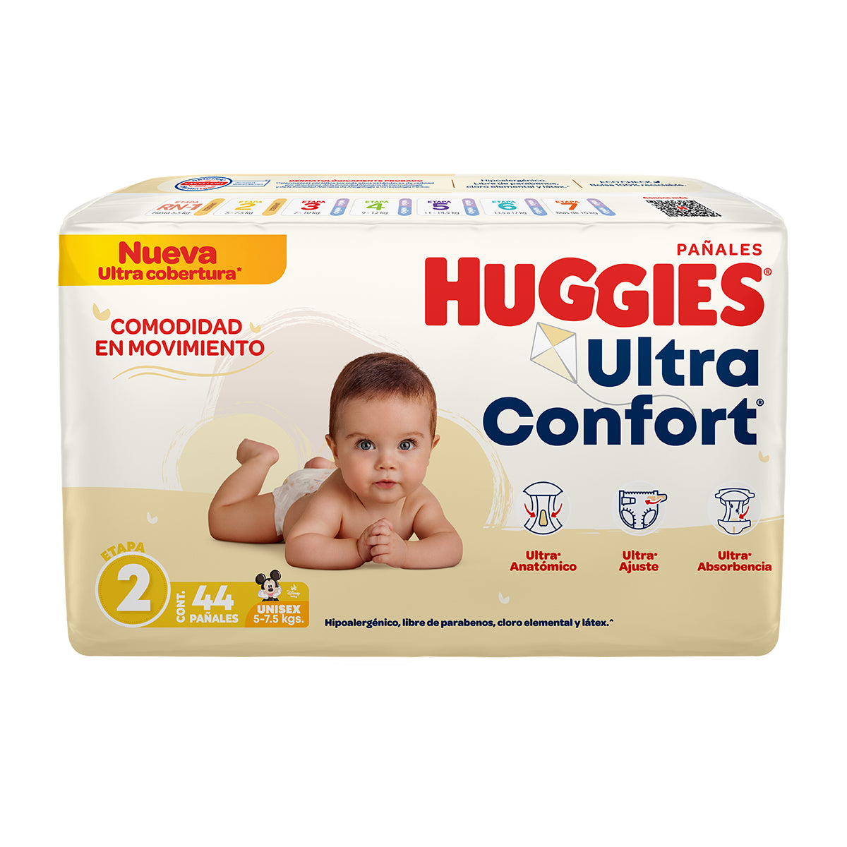 PÑ HUGGIES ULTRACONFORT E2 UNISEX 44PZ