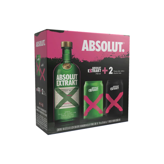 VODKA ABSOLUT EXTR+2 VASOS LATA  6/700ML