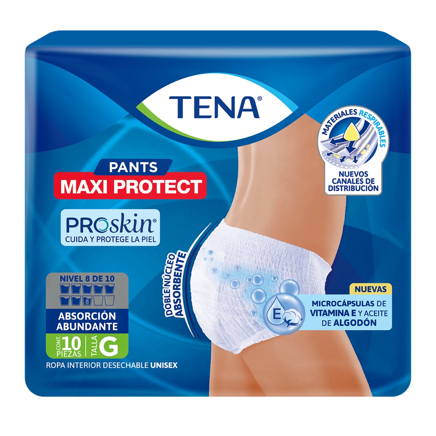Ropa interior desechable TENA Pants Maxi Protect Talla:G 10 piezas