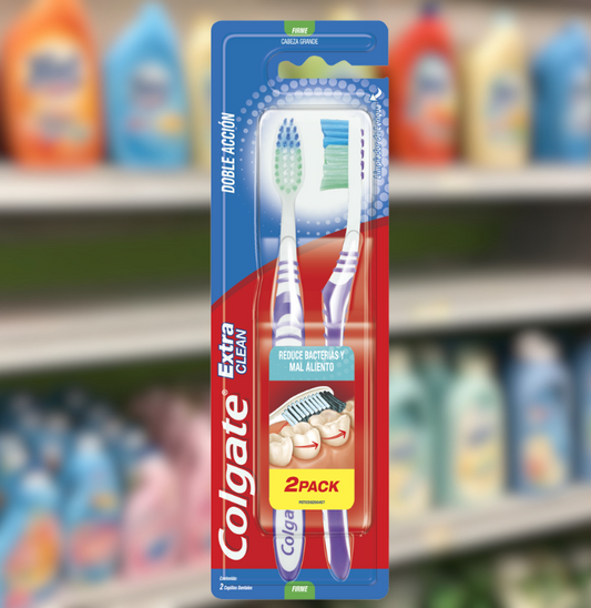 Cepillo de Dientes Colgate Extra Clean Firme 2 Pzas