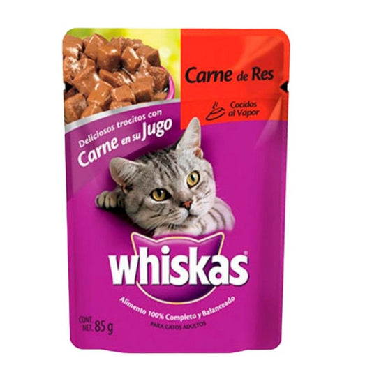 MASC WHISKAS CARNE DE RES JUGO8/85GR