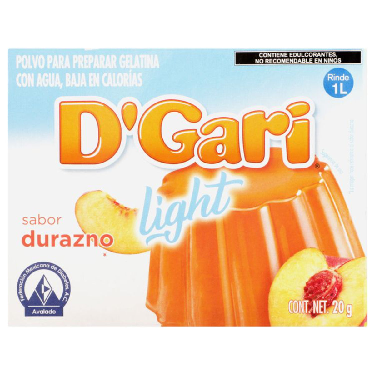 Polvo Para Preparar Gelatina De Agua Dgari Ligth Durazno 20 Gr Mayorista Duero 6787