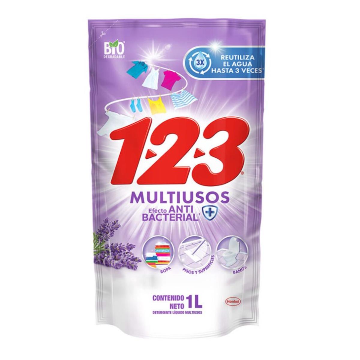 DET LIQ 1-2-3 MULTIUSOS LAVANDA12/LT