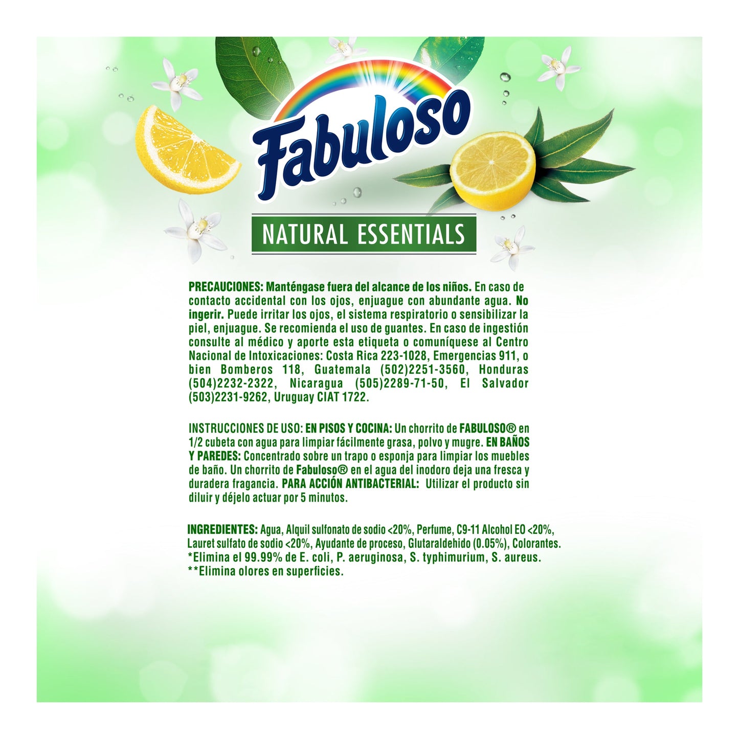 Limpiador Líquido Multiusos Fabuloso Natural Essentials Eucalipto y Cítricos, 828 ml